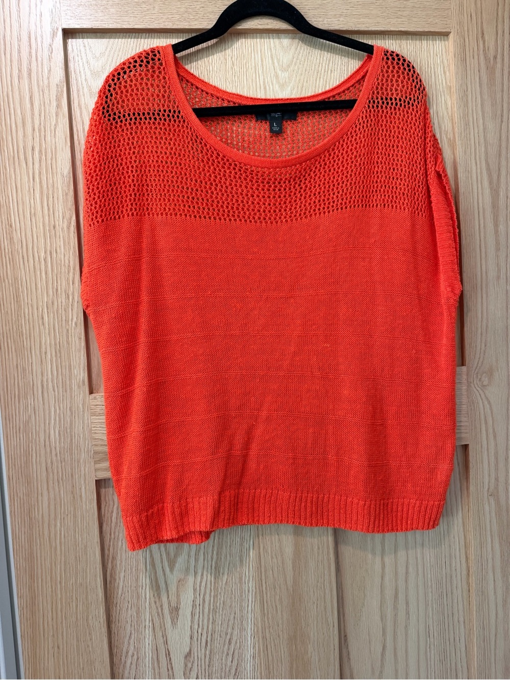Mossimo Red 100% Linen Open-Knit Short Sleeve Tee